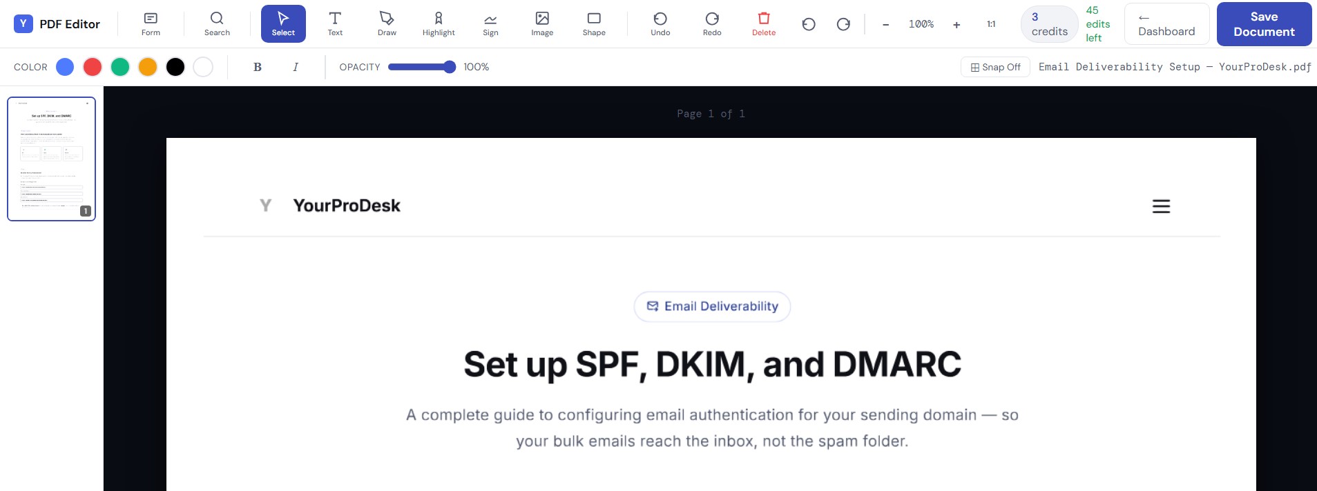 YourProDesk PDF Editor screenshot